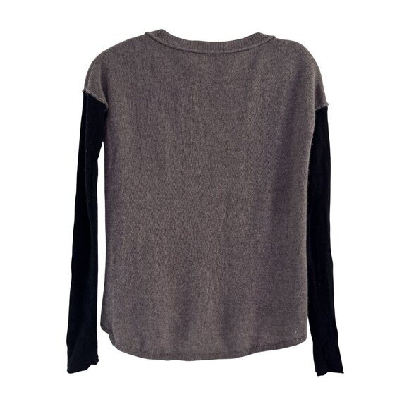 Me. N. U Womens Gray/Black 100% Cashmere Long Sleeve Sweater Crew Neck Top S - Picture 2 of 6